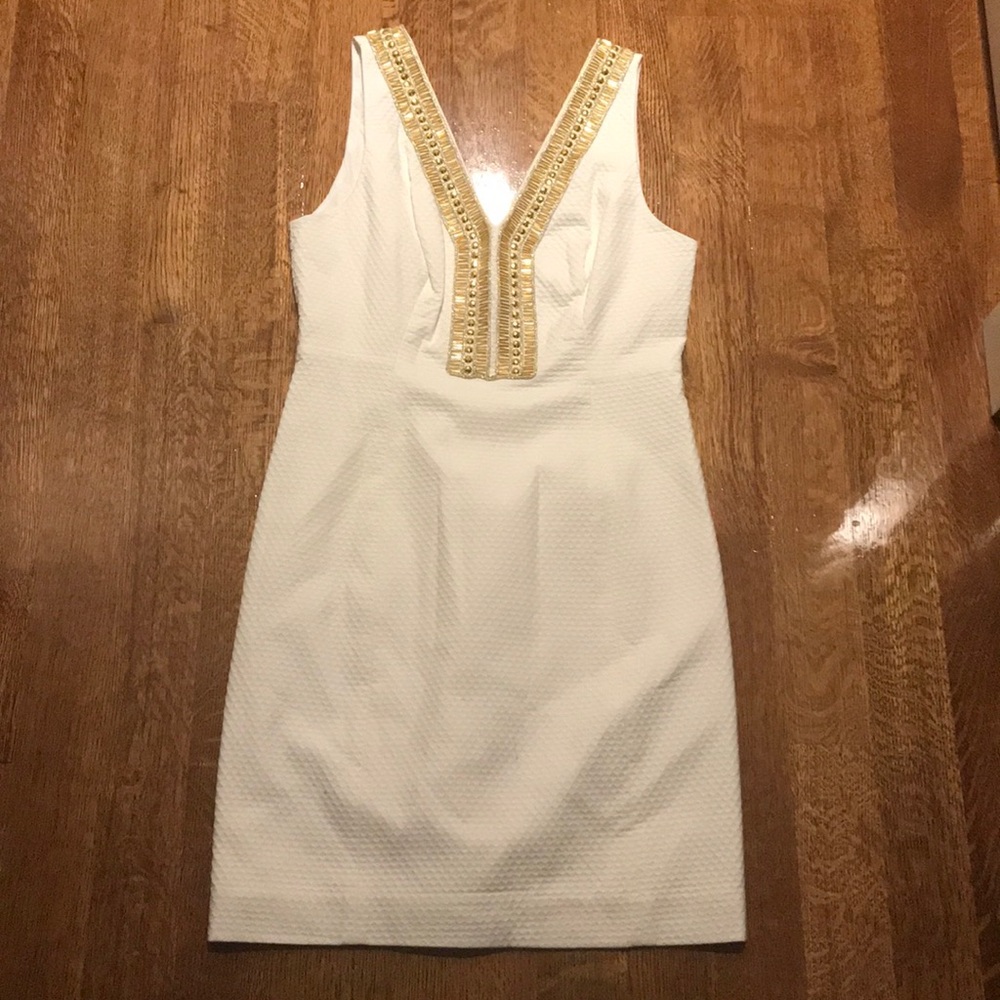 Lilly Pulitzer White and Gold Dress